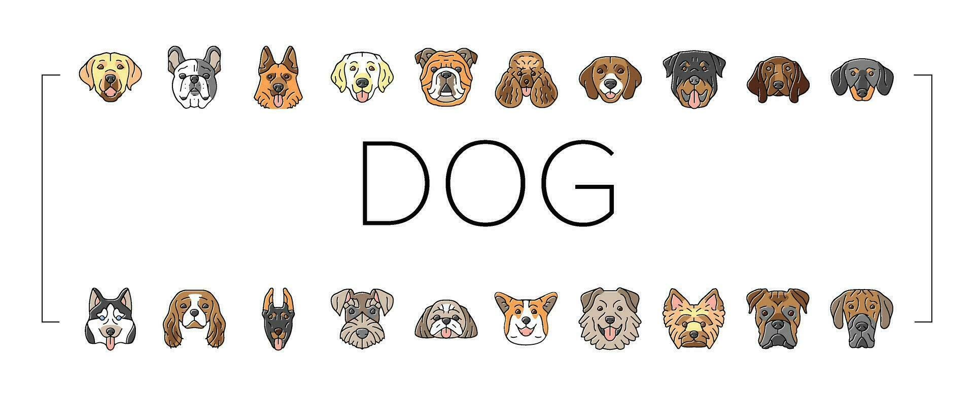 dog puppy pet animal cute icons set vector