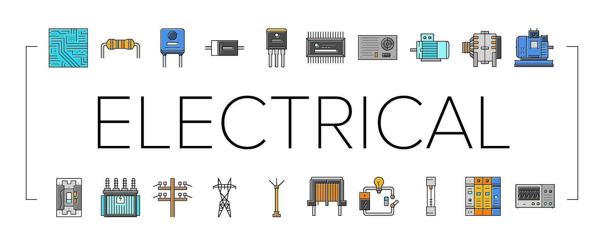 eléctrico ingeniero industria trabajo íconos conjunto vector