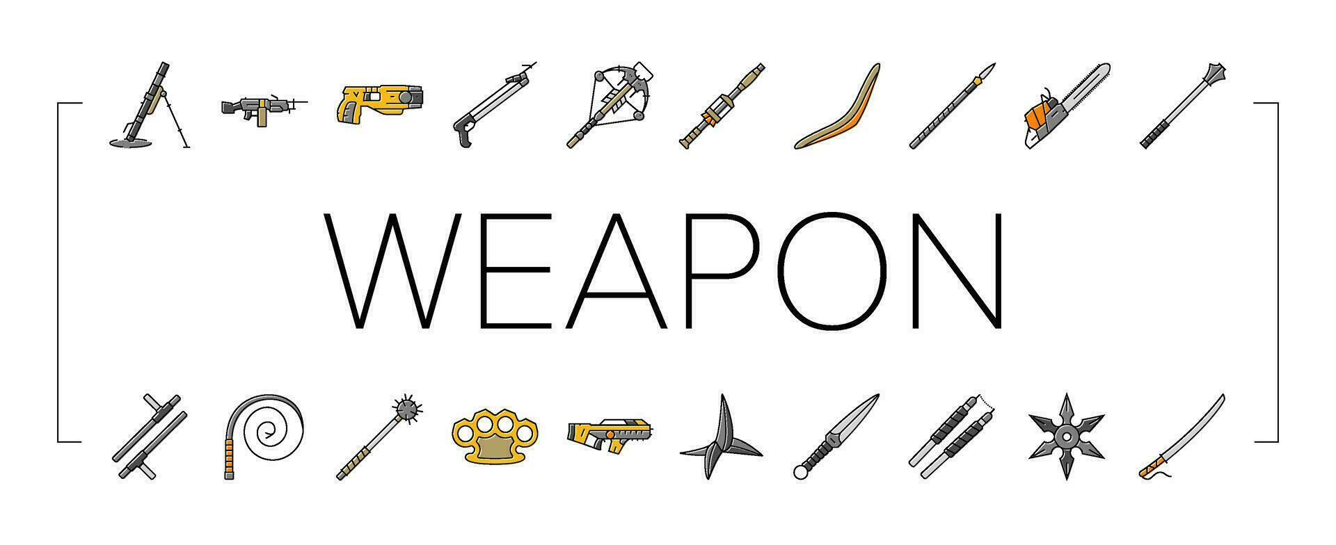 weapon gun game knife war icons set vector