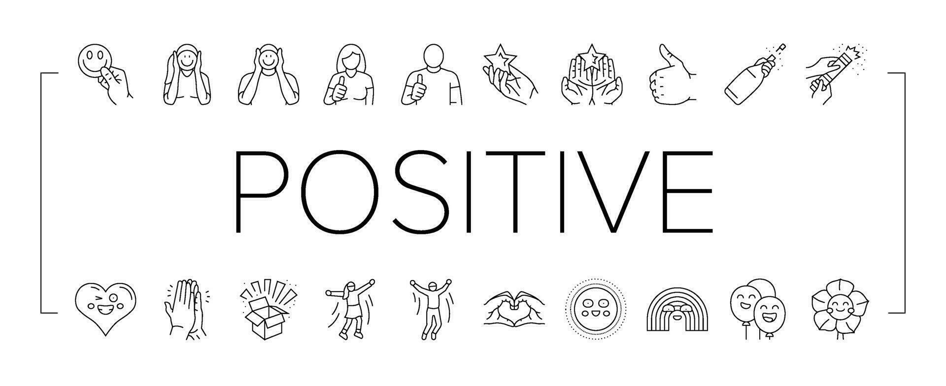 positive mood happy smile icons set vector