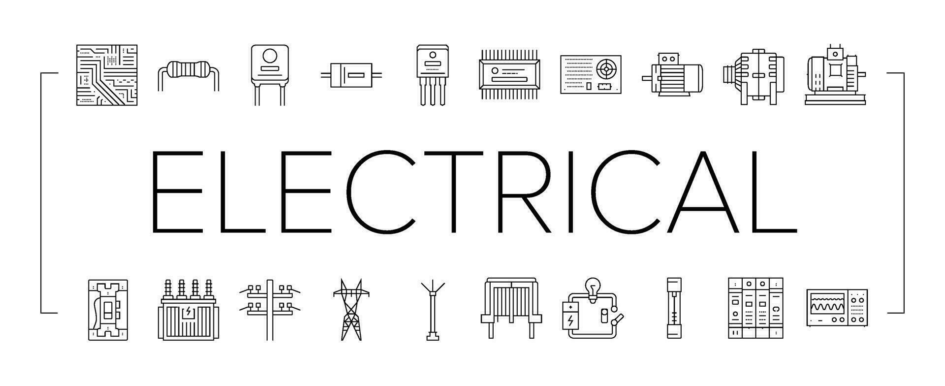 electrical engineer industry work icons set vector