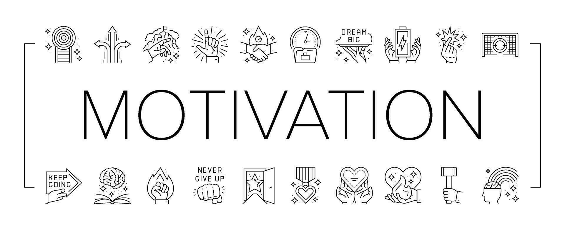 motivation succes challenge icons set vector