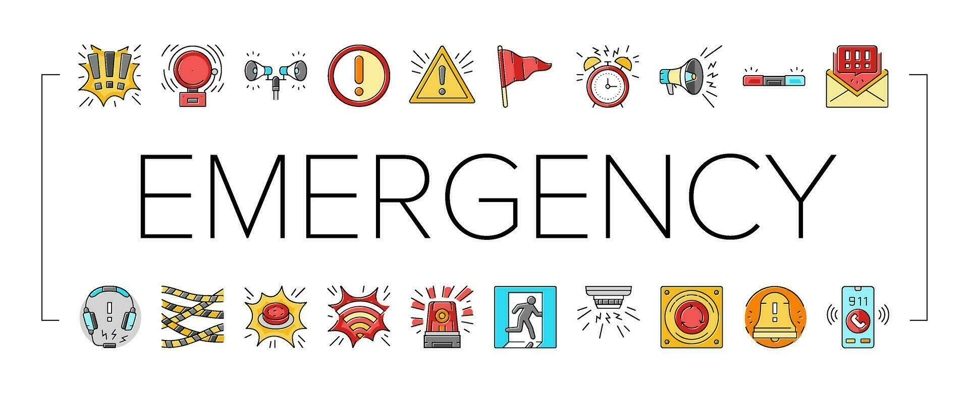 emergency safety security danger icons set vector