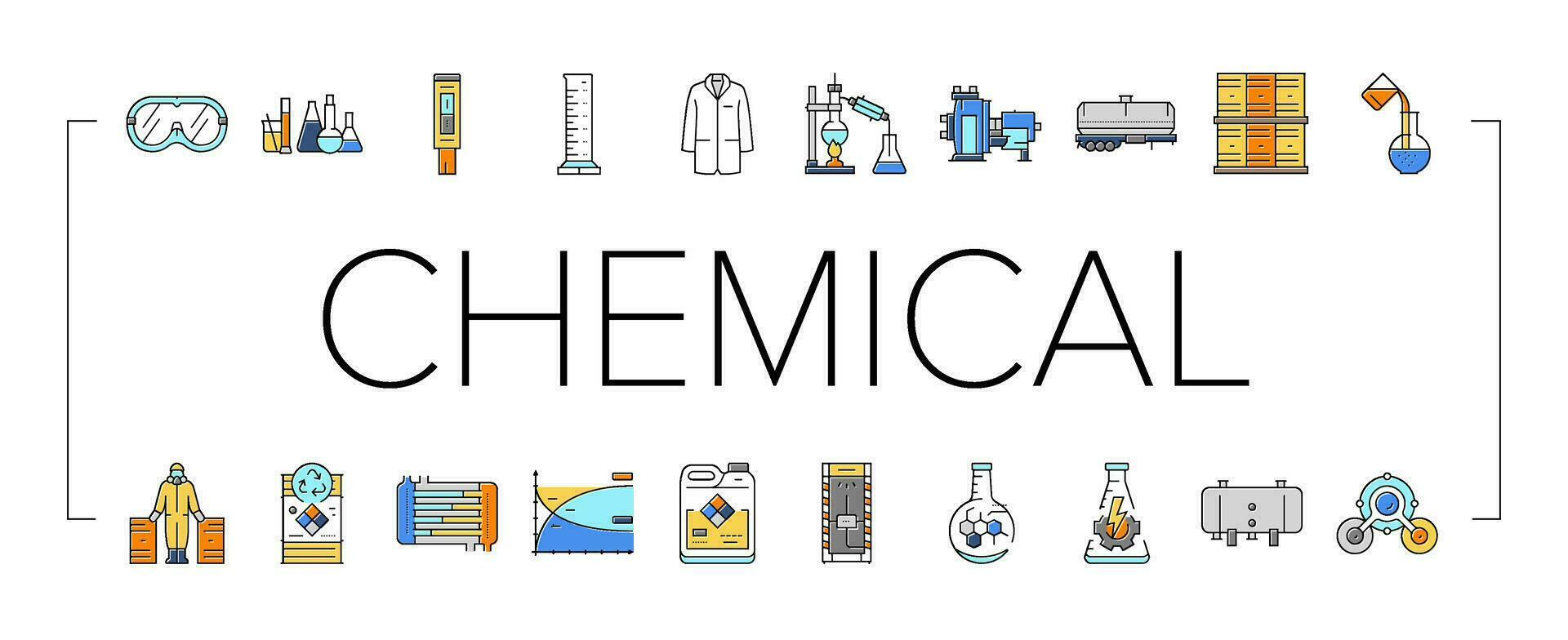 chemical engineer research icons set vector