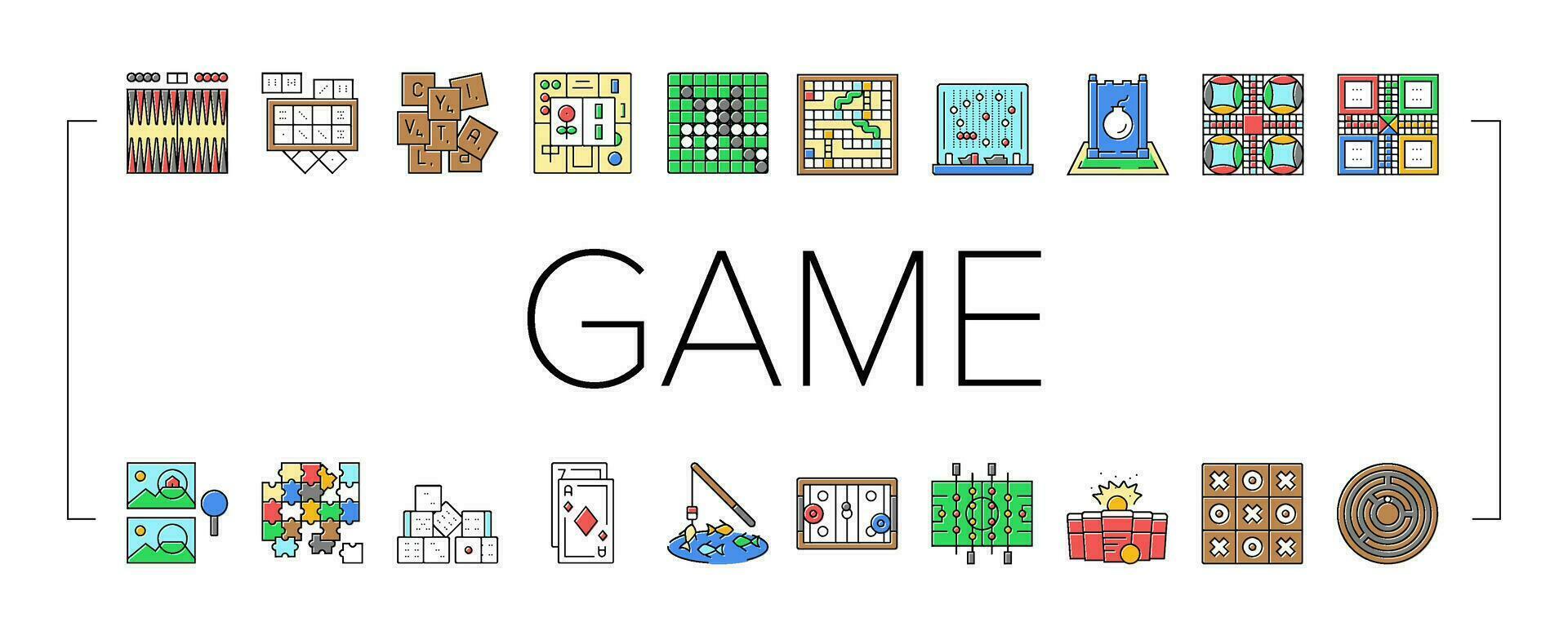 game table play board icons set vector