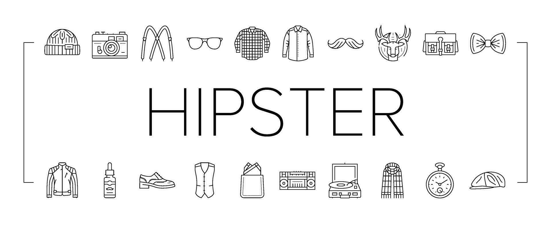 hipster retro vintage old style icons set vector
