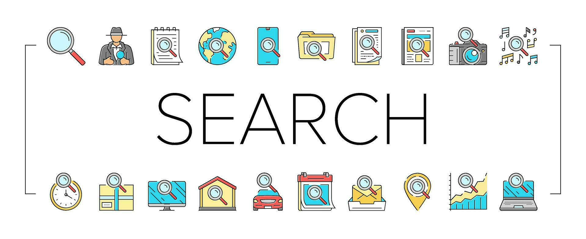 search web website internet icons set vector
