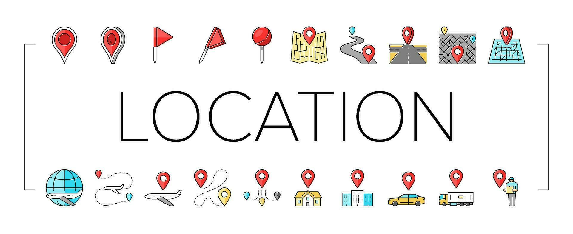 location pin map point icons set vector