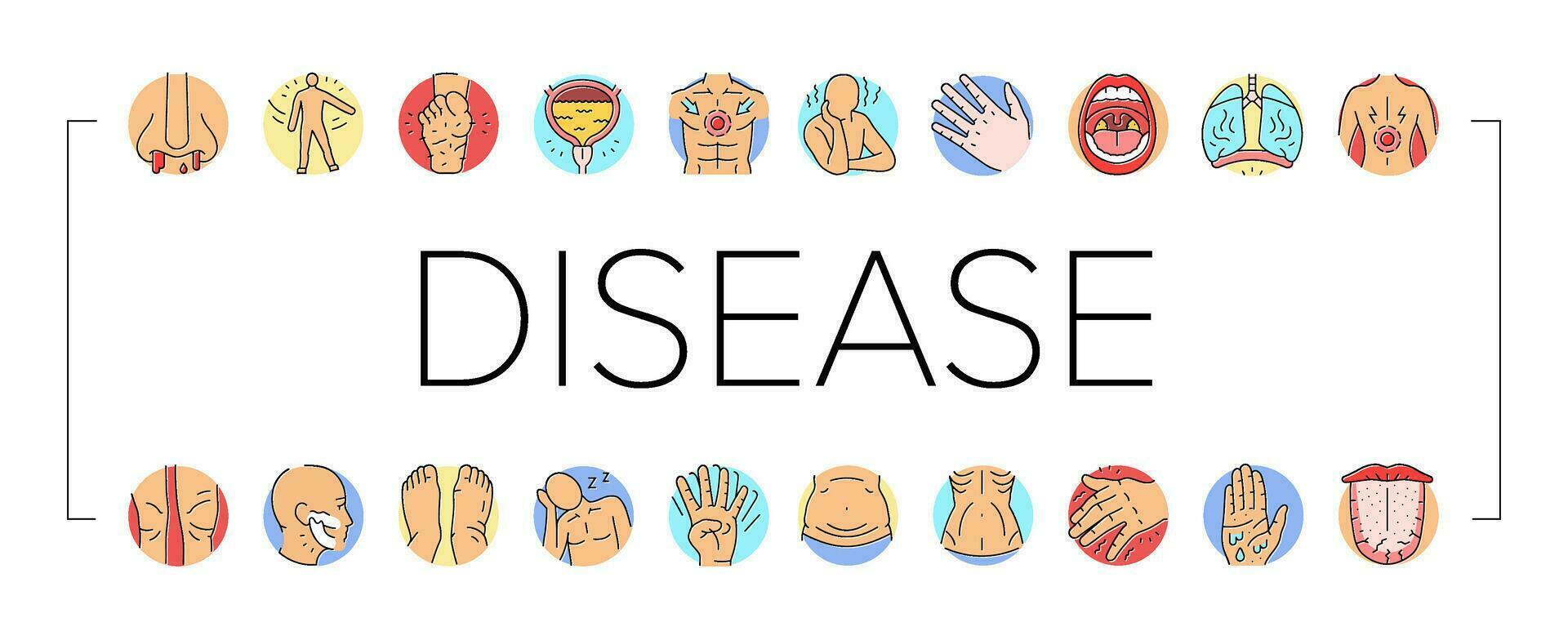 disease symptom health icons set vector