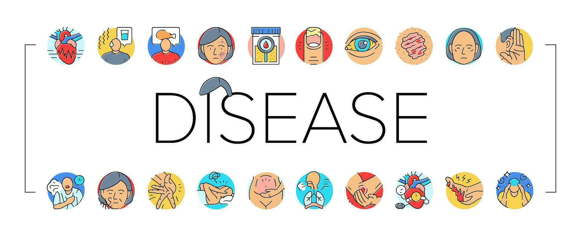 disease symptom health icons set vector