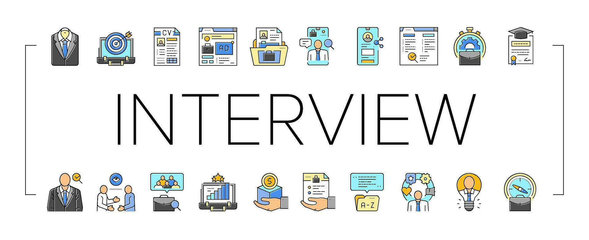 interview job business employee icons set vector
