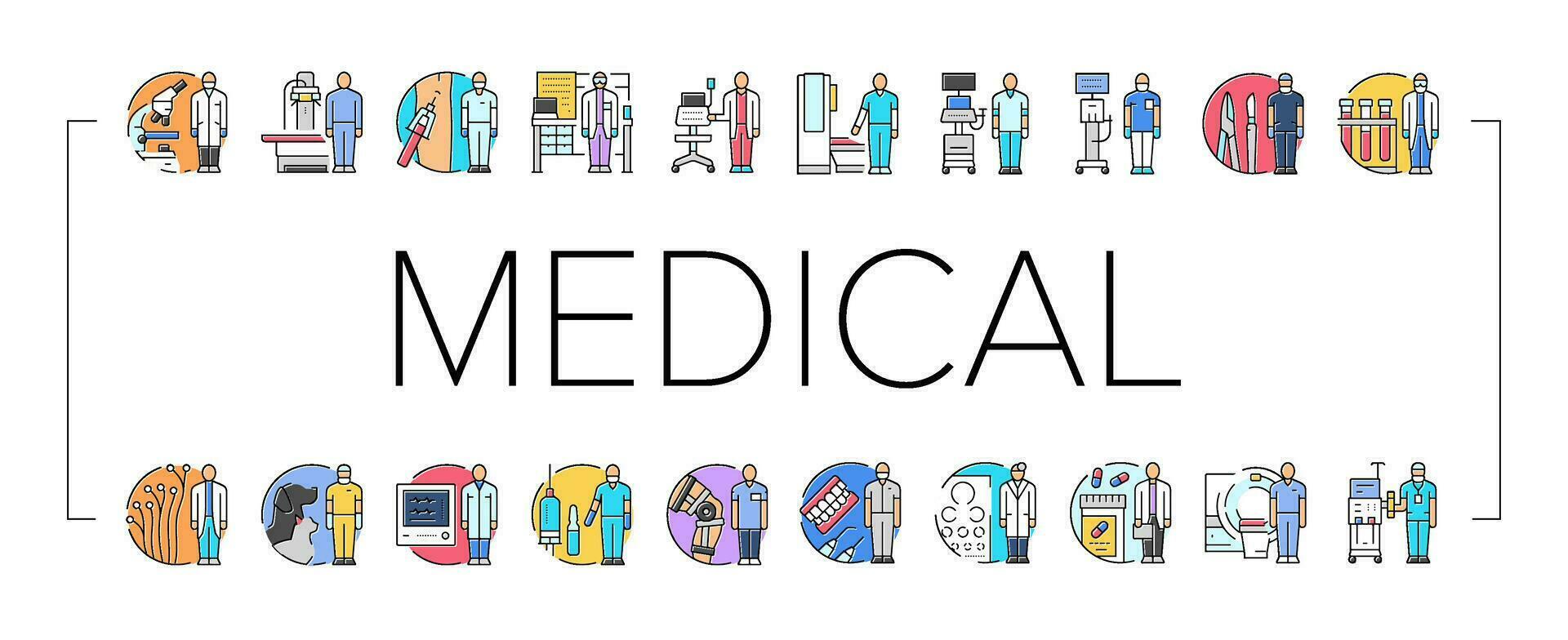 medical technician icons set vector