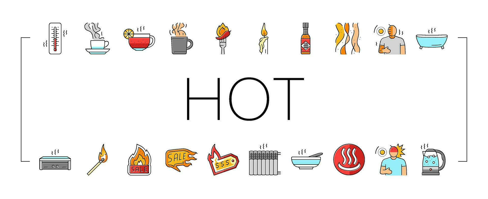 hot fire lable flame tag icons set vector