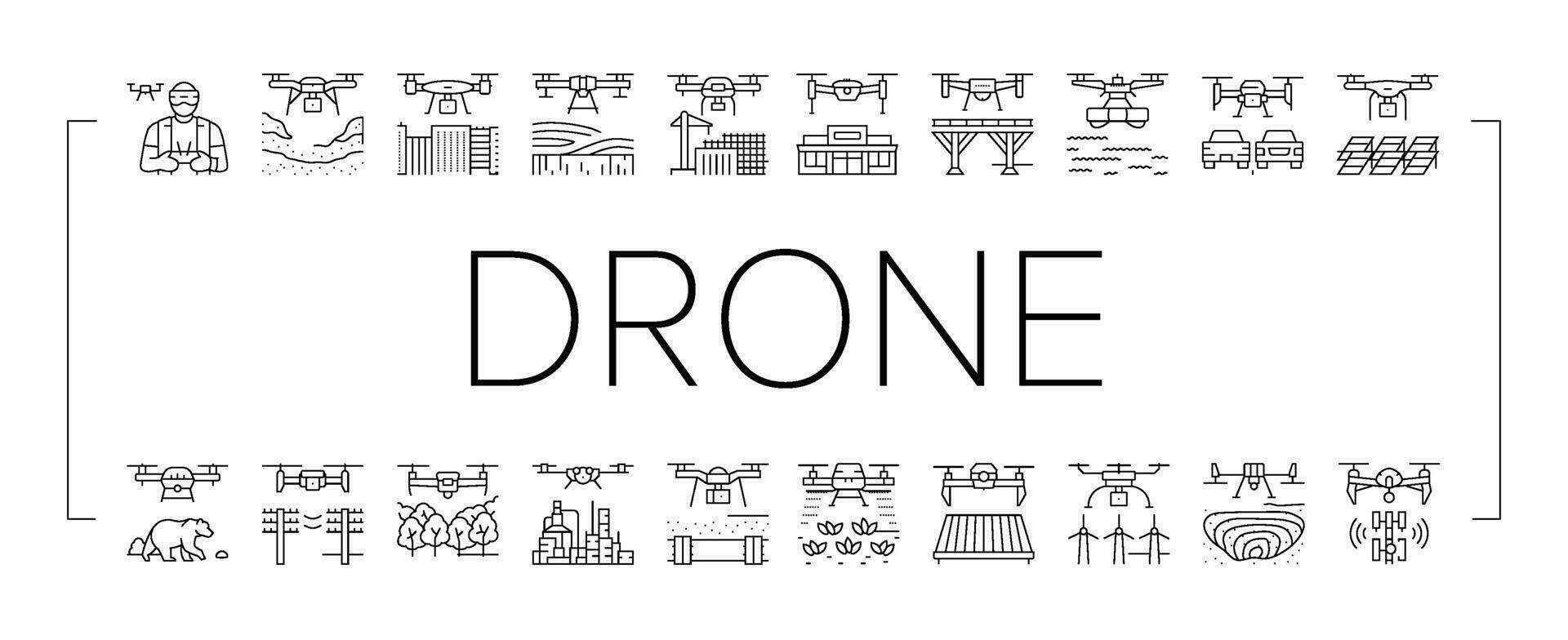 drone commercial use icons set vector