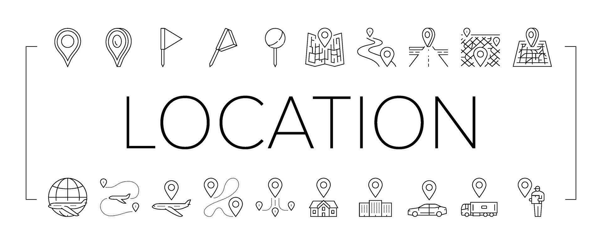 location pin map point icons set vector