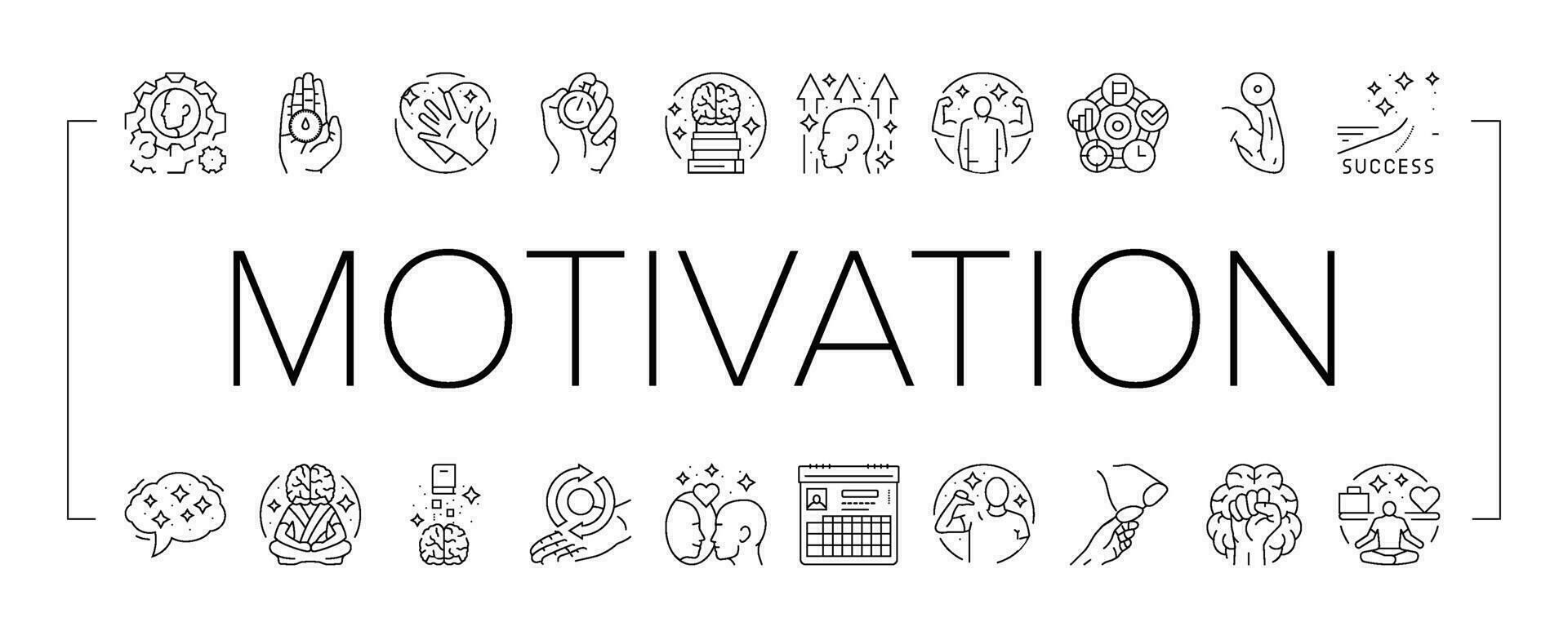 motivación humano éxito íconos conjunto vector