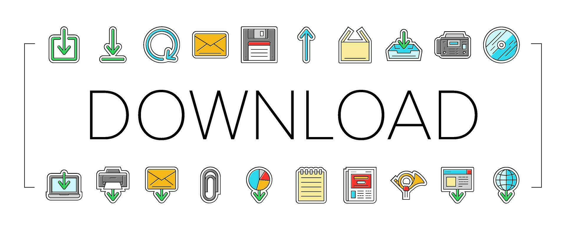 download file computer data icons set vector