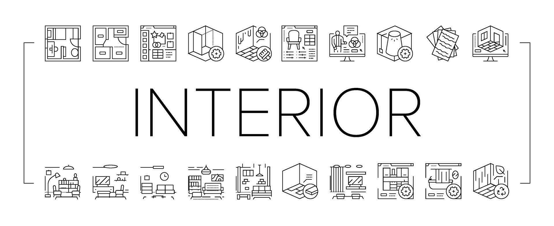 interior designer office icons set vector