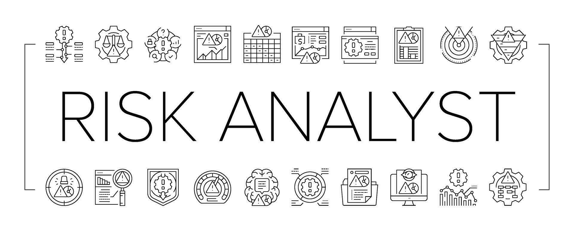 risk analyst business icons set vector