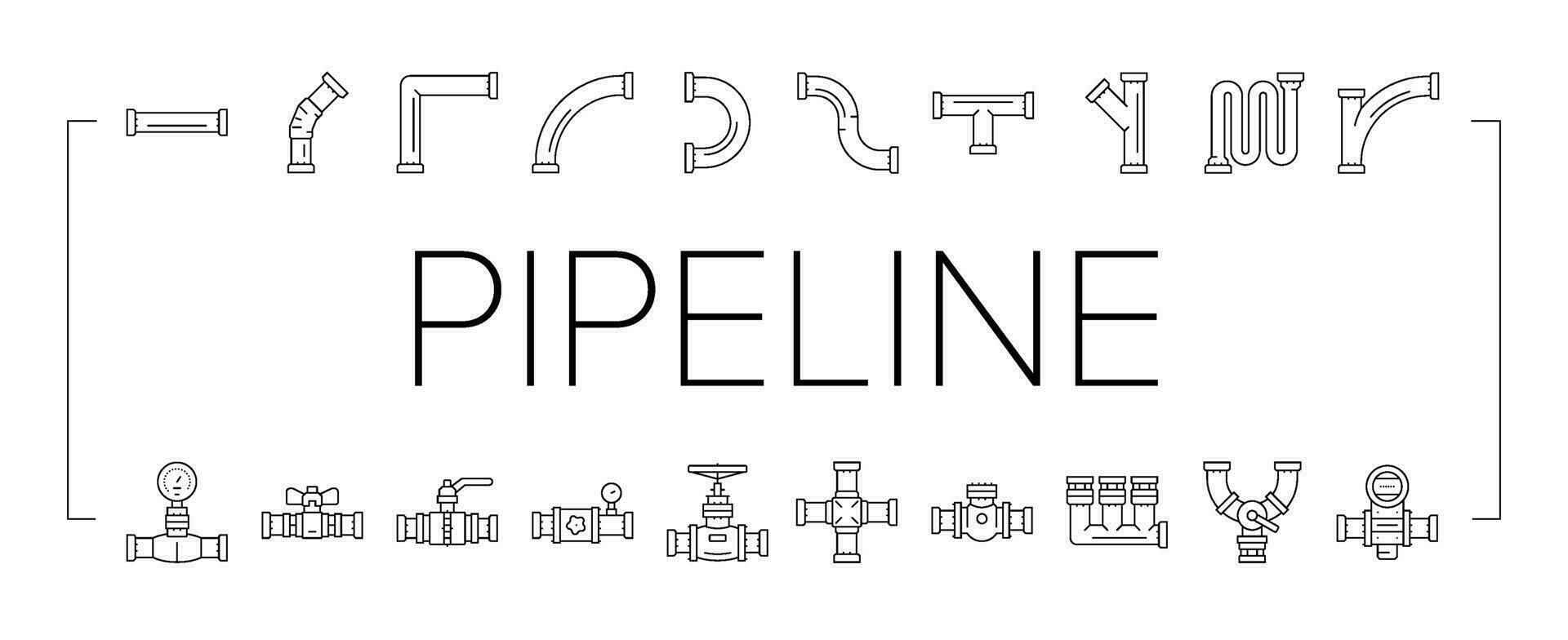 pipeline oil industry gas pipe icons set vector