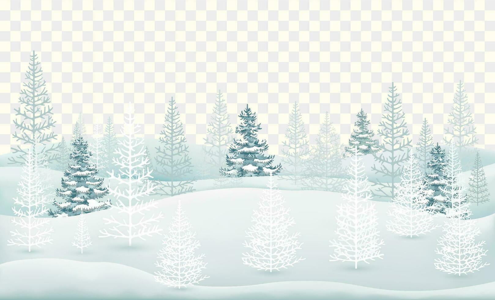 Winter forest covered with snow with coniferous trees isolated. Vector illustration