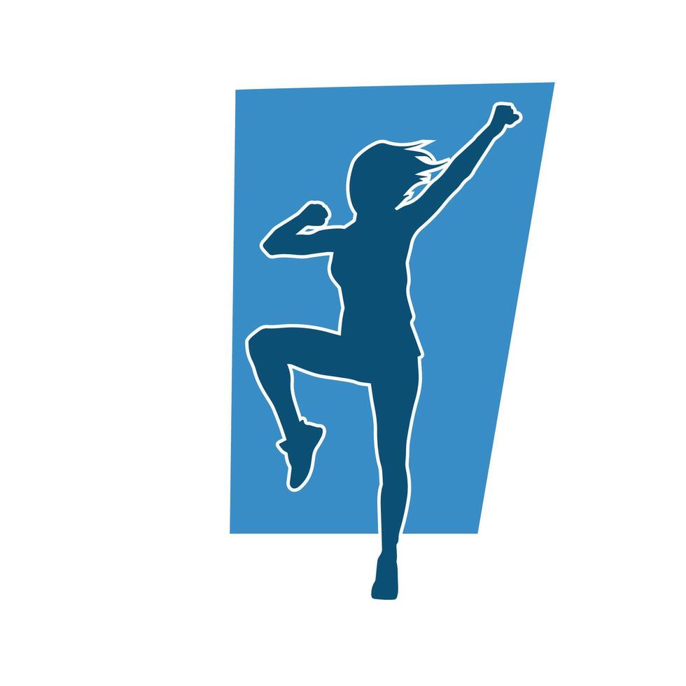 Silhouette of a slim female in dance pose. Silhouette of a woman dancing. vector