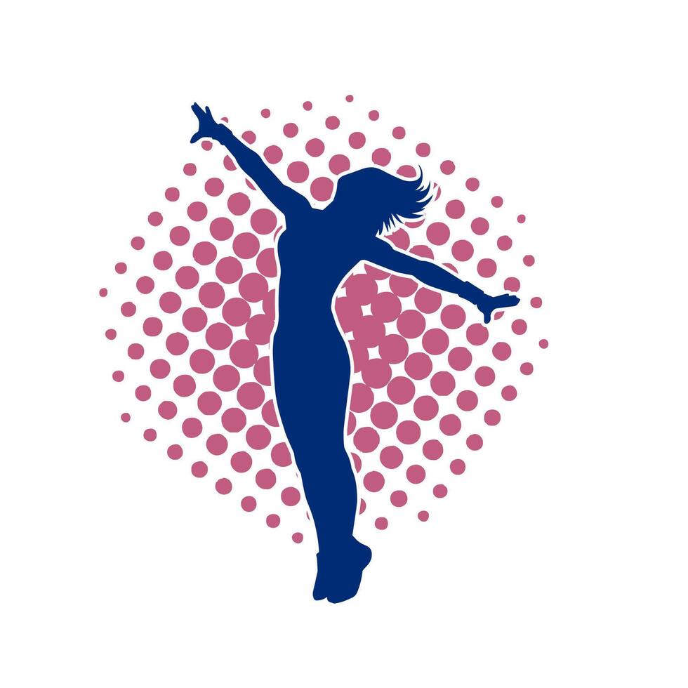 Silhouette of a slim female in dance pose. Silhouette of a woman dancing. vector