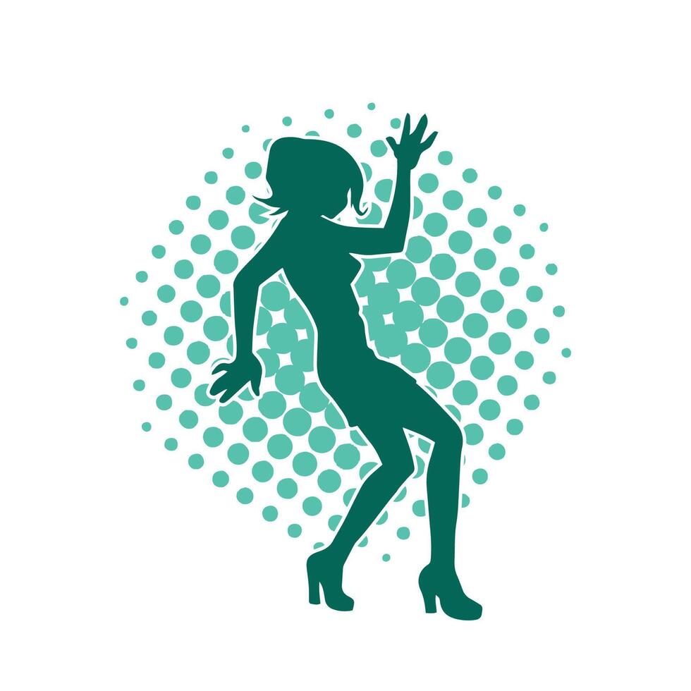 Silhouette of a slim female in dance pose. Silhouette of a woman dancing. vector