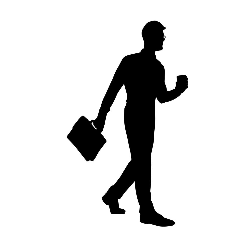 Silhouette of a business man carrying a briefcase vector