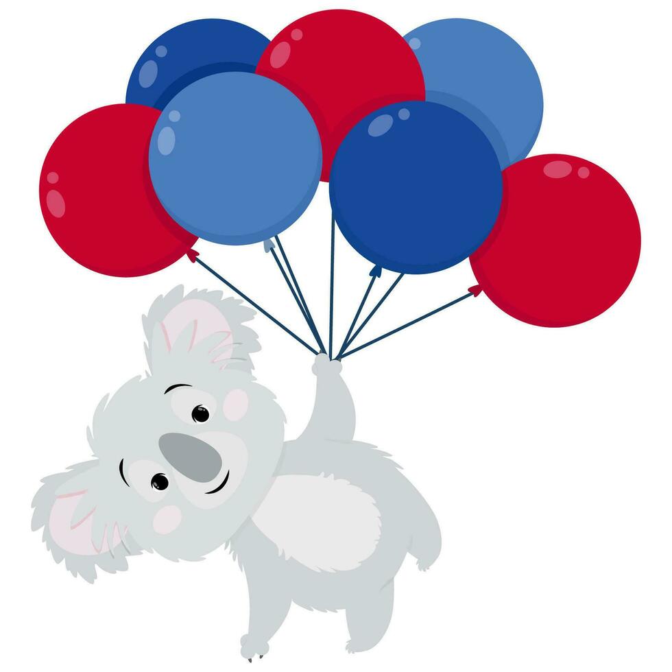 gris coala con globos para Australia día vector