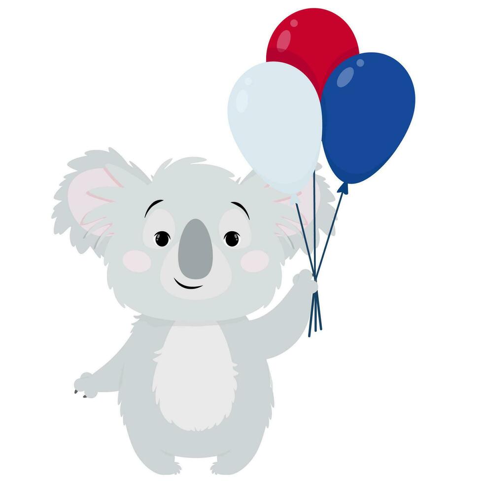 gris coala con globos para Australia día vector