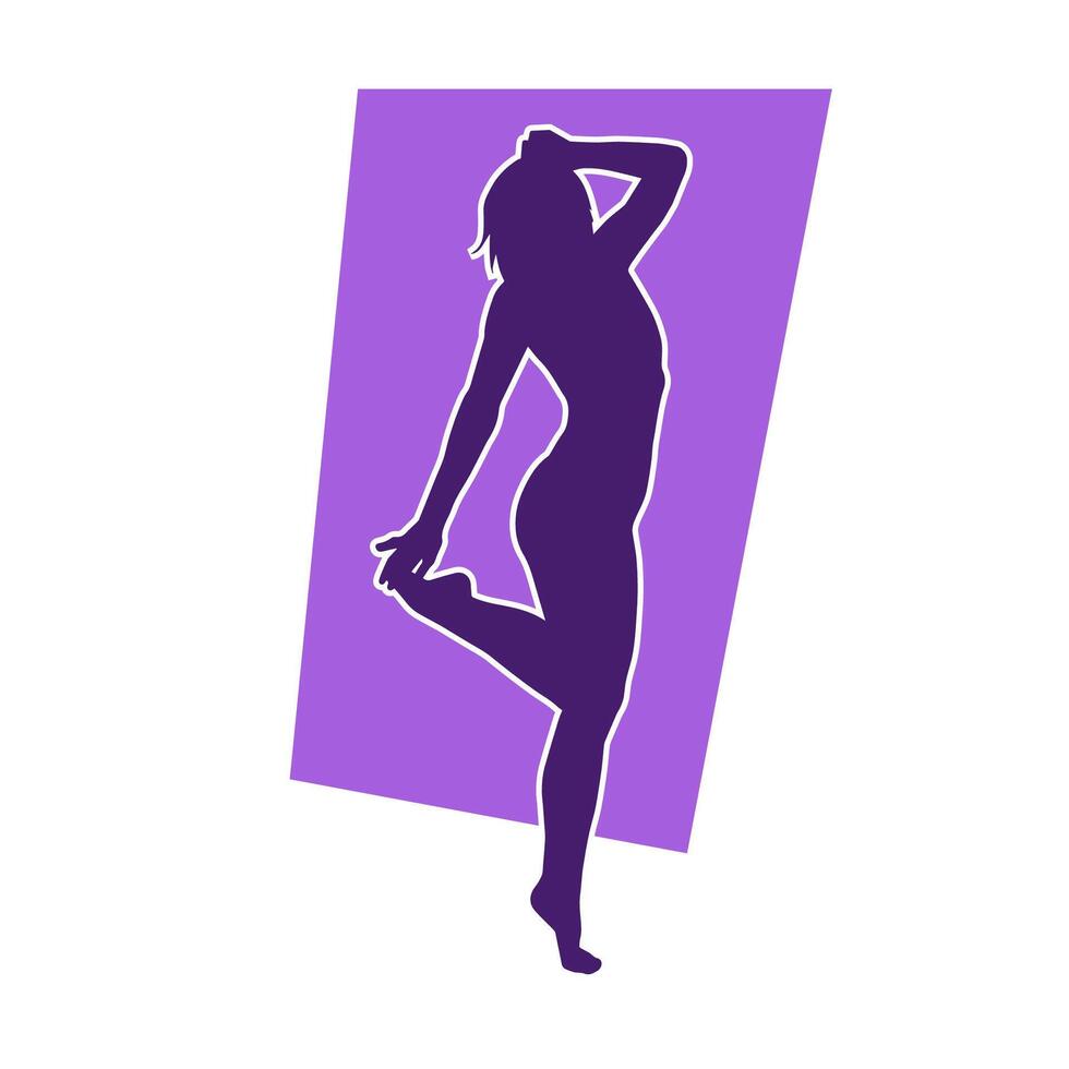 Silhouette of a slim female in dance pose. Silhouette of a woman dancing. vector