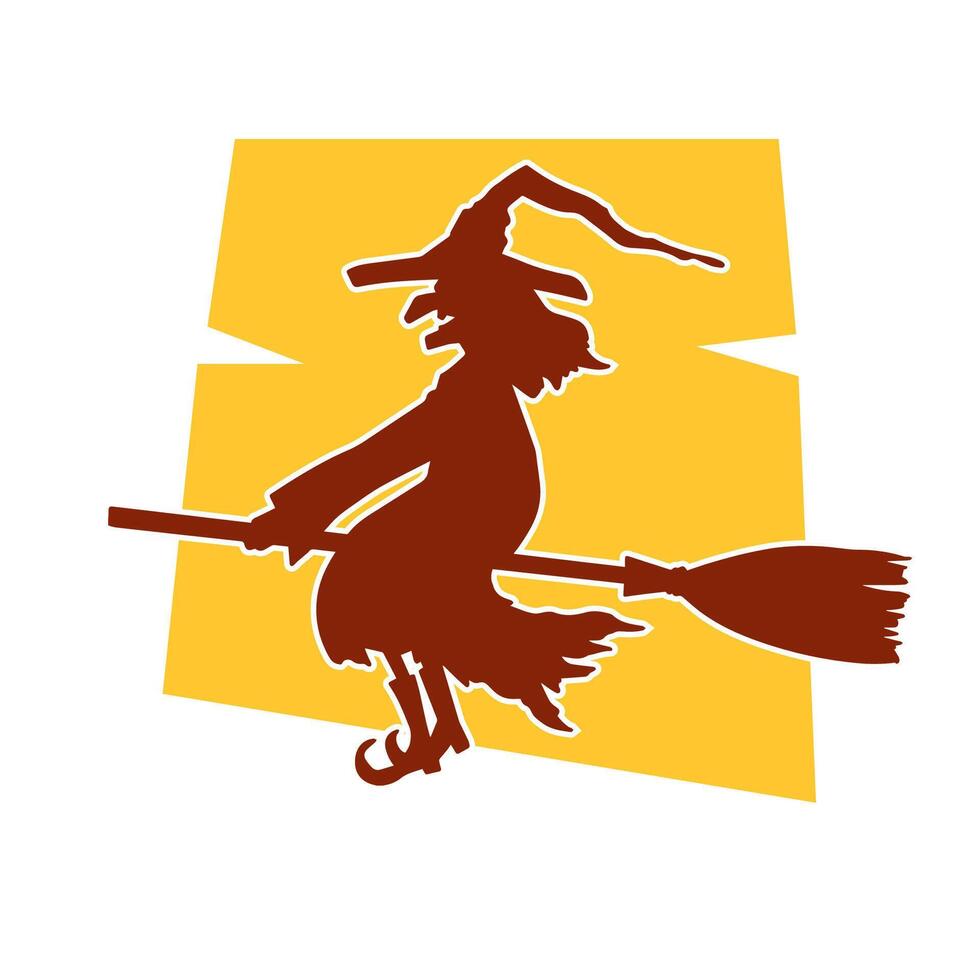 Silhouette of a female witch  ride broom vector