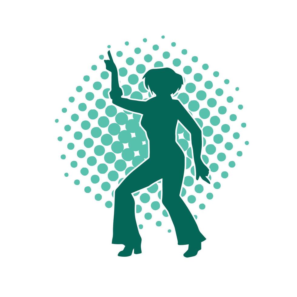 Silhouette of a slim female in dance pose. Silhouette of a woman dancing. vector