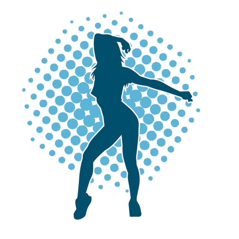 Silhouette of a slim female in dance pose. Silhouette of a woman dancing. vector