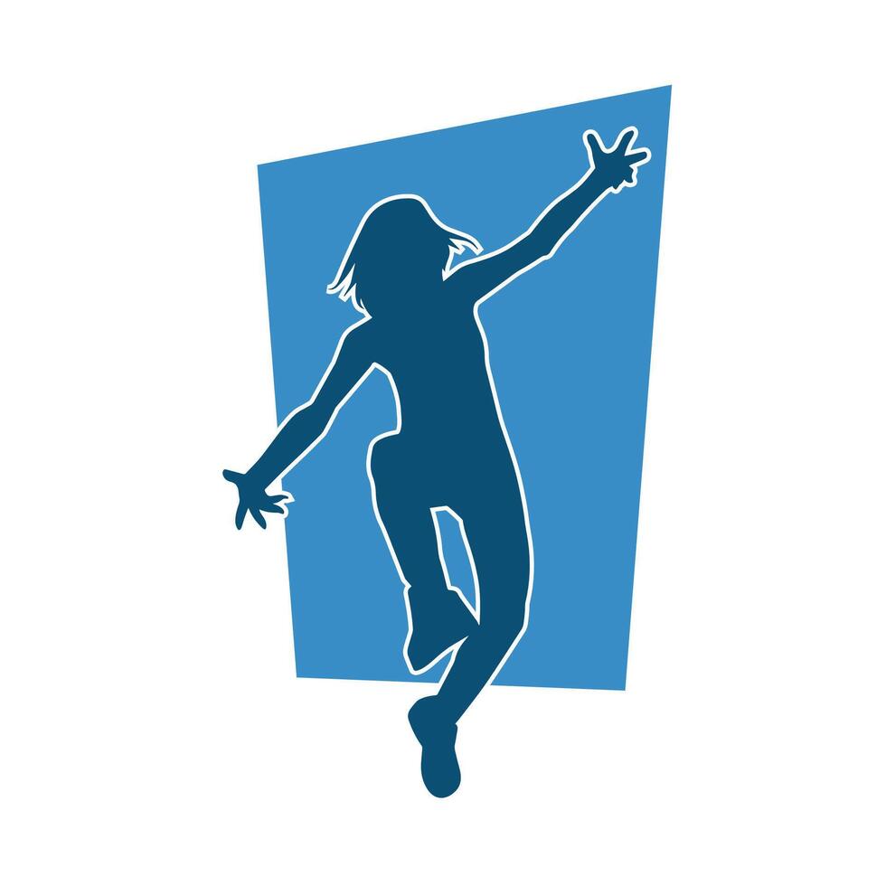 Silhouette of a slim female in dance pose. Silhouette of a woman dancing. vector