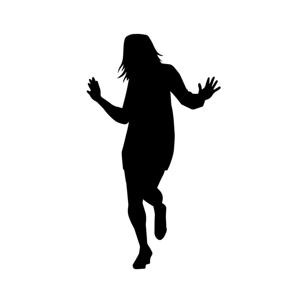 Silhouette of a slim female in dance pose. Silhouette of a woman dancing. vector