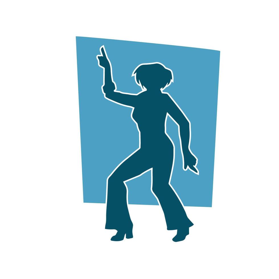 Silhouette of a slim female in dance pose. Silhouette of a woman dancing. vector