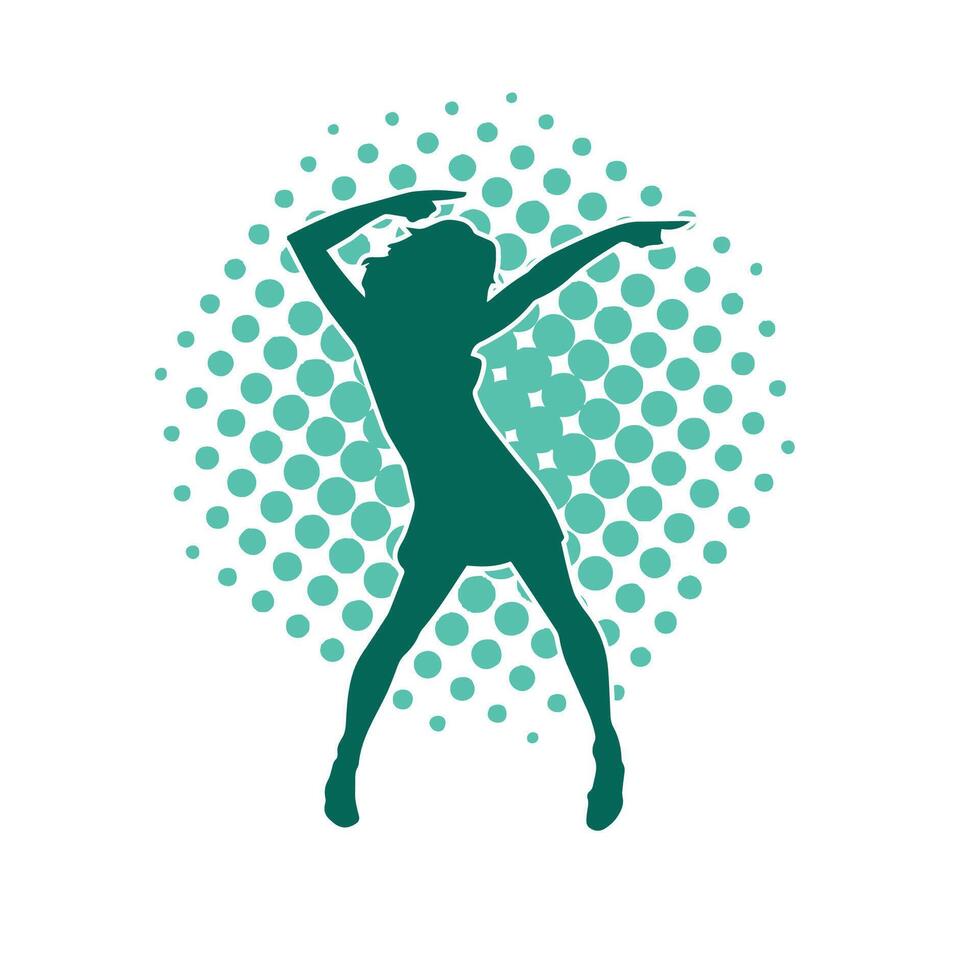 Silhouette of a slim female in dance pose. Silhouette of a woman dancing. vector