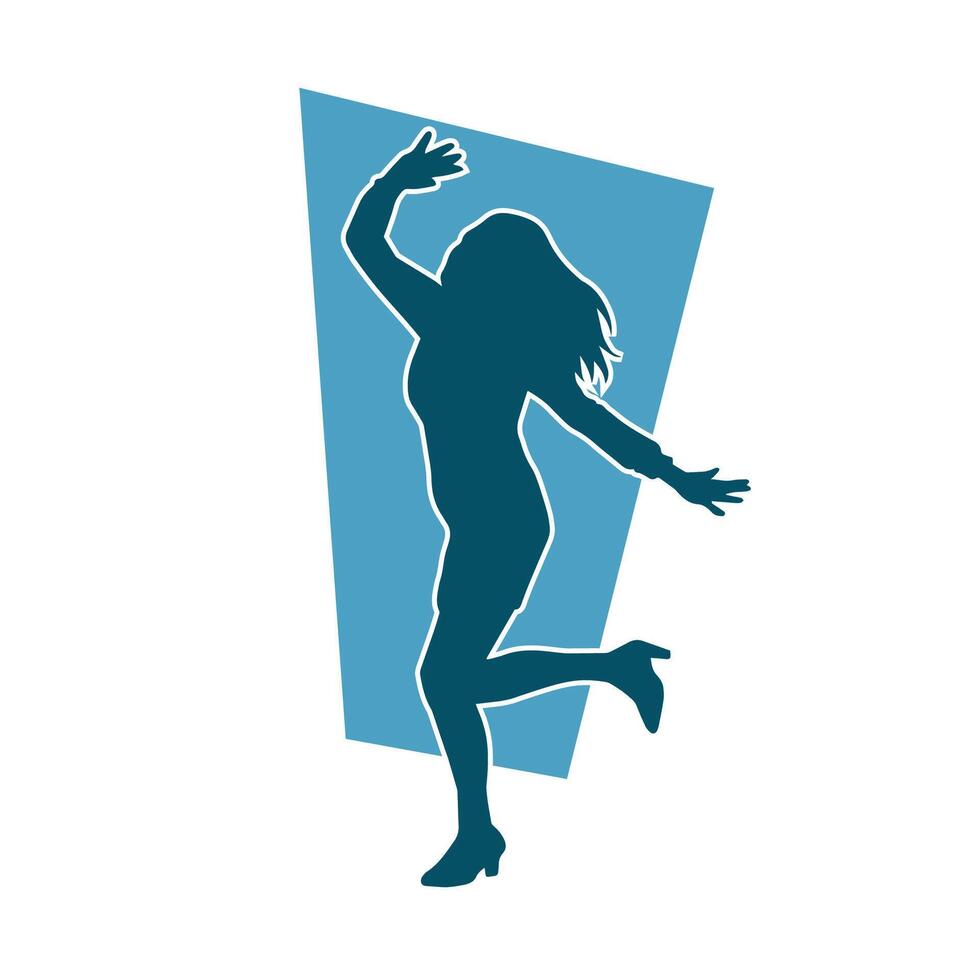 silueta de un Delgado hembra en danza pose. silueta de un mujer baile. vector