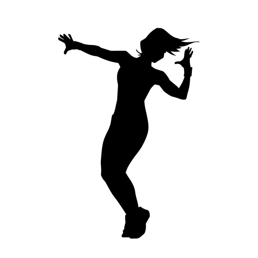 silueta de un Delgado hembra en danza pose. silueta de un mujer baile. vector