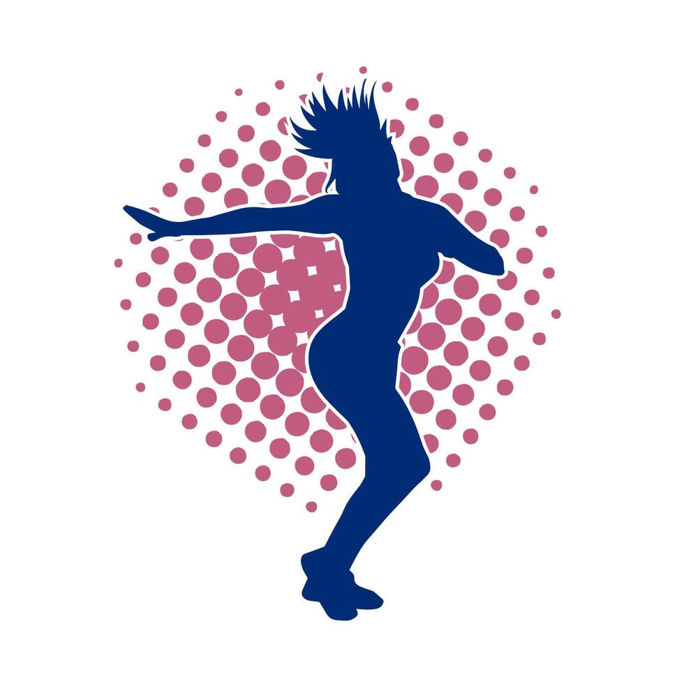 Silhouette of a slim female in dance pose. Silhouette of a woman dancing. vector