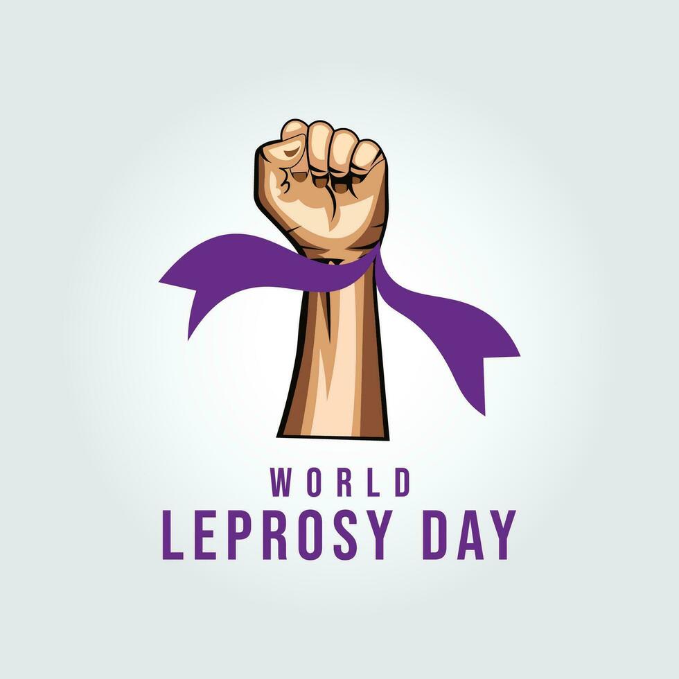 World Leprosy Day Vector Illustration Symbol. Healthcare Leprosy Design. Awareness Concept with Purple Ribbon