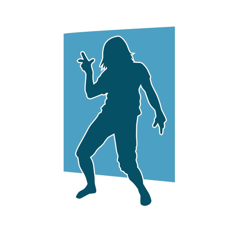 Silhouette of a slim female in dance pose. Silhouette of a woman dancing. vector