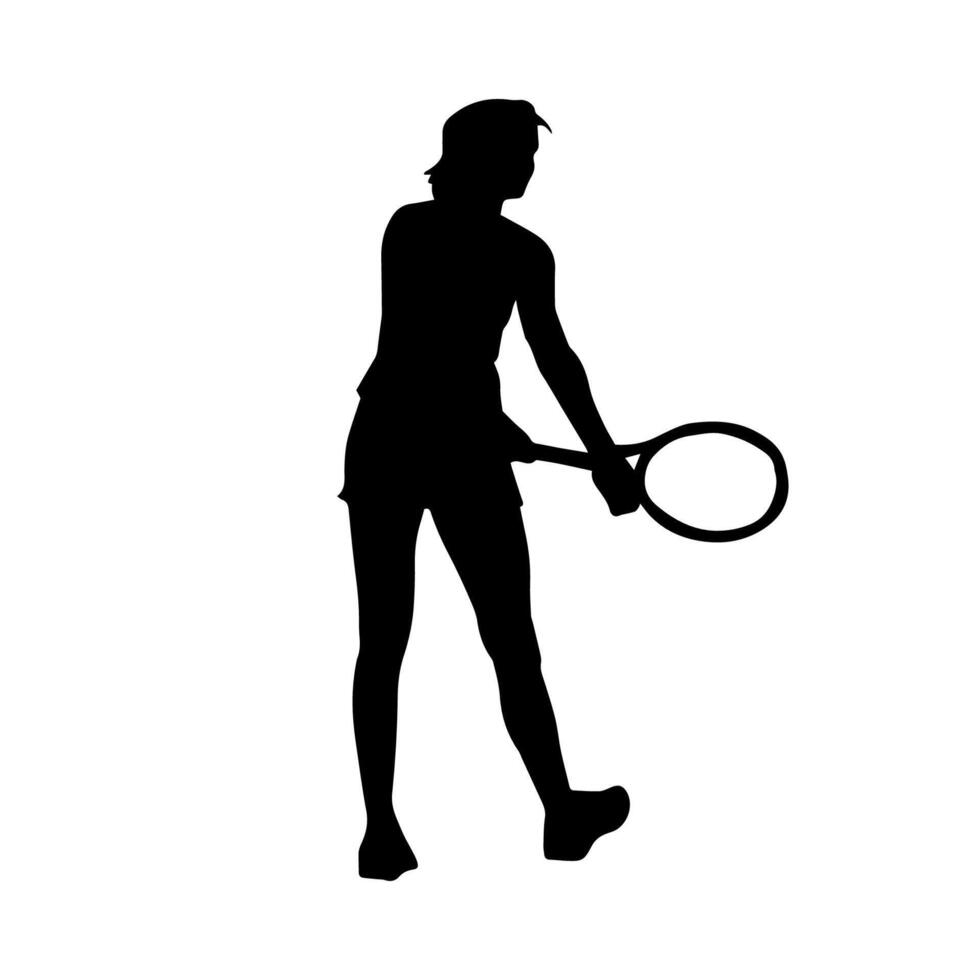 silueta de un masculino tenis jugador en acción pose. silueta de un hombre jugando tenis deporte con raqueta. vector