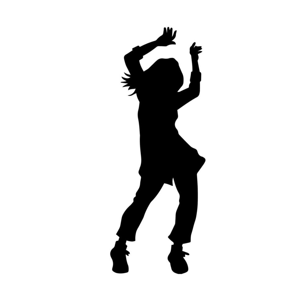 Silhouette of a slim female in dance pose. Silhouette of a woman dancing. vector