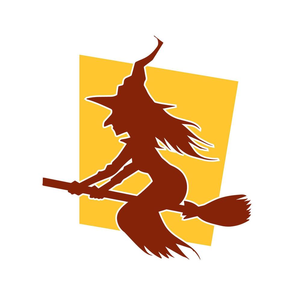 Silhouette of a female witch  ride broom vector