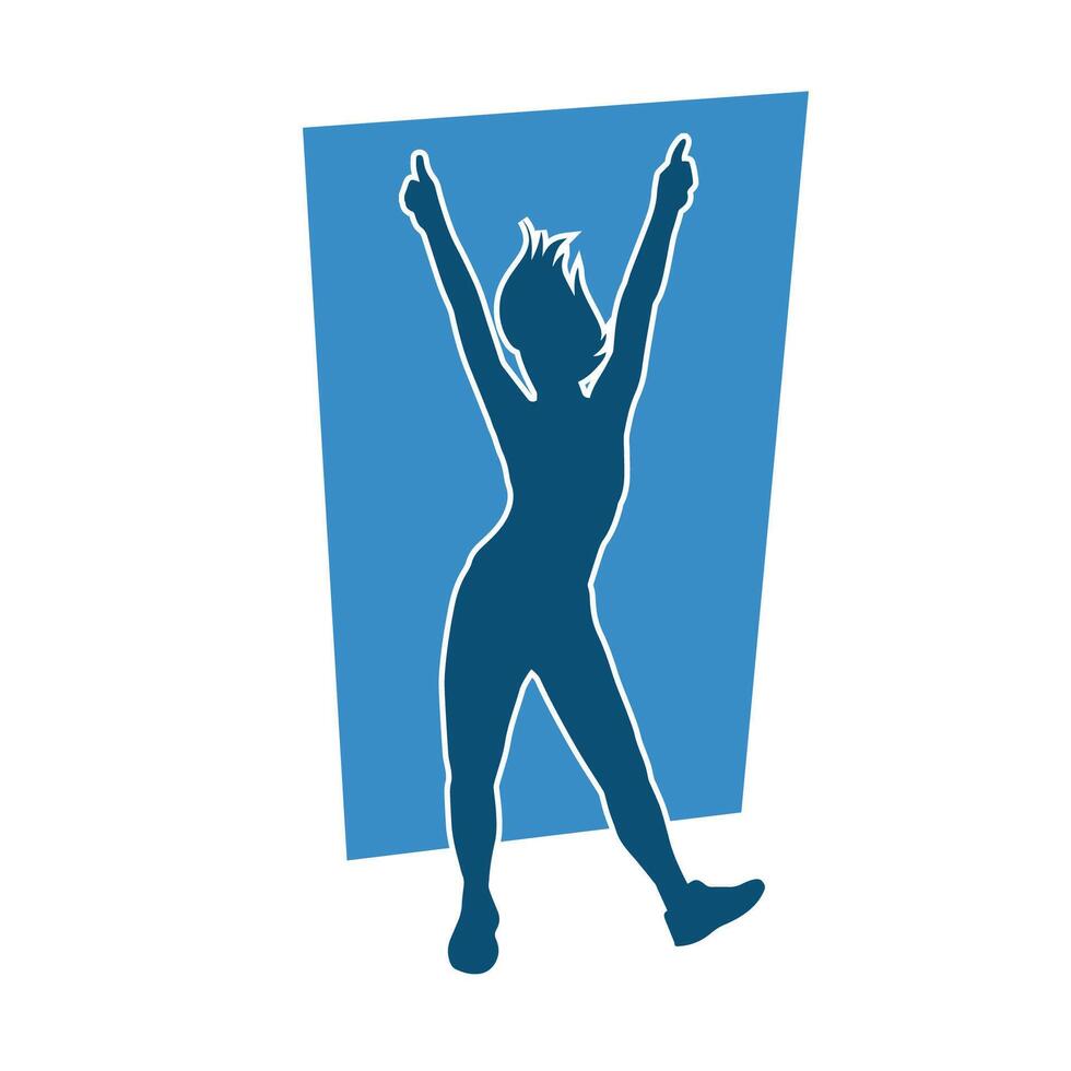 Silhouette of a slim female in dance pose. Silhouette of a woman dancing. vector