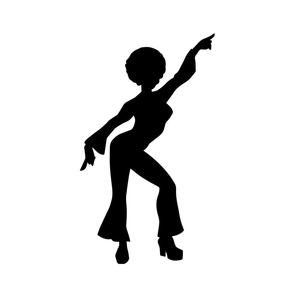 Silhouette of a slim female in dance pose. Silhouette of a woman dancing. vector