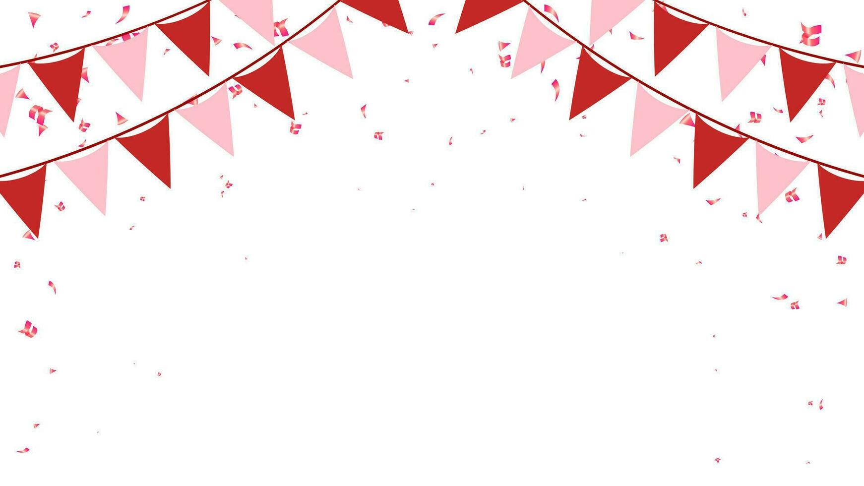 Pink and red flag hanging on a string isolated background. festive vector illustration